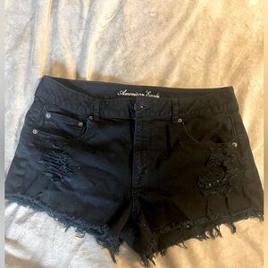 American Eagle black high waisted distressed shorts